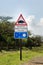 Beware of hippo`s crossing, road sign. Garden route, South africa