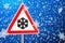 Beware of ice or snow, road sign. 3D rendering