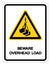 Beware Overhead Load Symbol, Vector Illustration, Isolated On White Background Label. EPS10