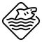 Beware the sharks icon outline vector. Sea beach warning