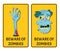 Beware of zombies labels with monster body parts