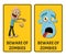 Beware of zombies sticker set with monster