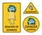 Beware of zombies stickers set