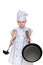 Bewildered chef with ladle and pan