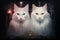 Bewitching moonstone cats, their eyes shimmering with lunar light and mystery - Generative AI