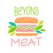 Beyond meat vector icon. Plant based hamburger. Green leaves instead of meat cutlet. Vegan product made from plants.