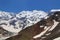 Bezengi glacier and the glacial landscape. Main Caucasian Range.