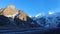 Bezengi glacier and the glacial landscape. Main Caucasian Range.