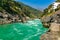 Bhagirathi River flows at Dev Prayag in Uttarakhand, India.