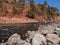 Bhairabkunda dhanshiri river,rocks and trees location at the border of arunachal Pradesh and Bhutan