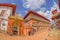 BHAKTAPUR, NEPAL - NOVEMBER 04, 2017: Beautiful golden door of a temple located in the center of Durbar Square in