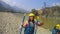 Bhote Koshi river, Nepal - April 09, 2018: The woman at rafting on the Bhote Koshi in Nepal.