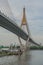 Bhumibol Bridge or Bridge of Industrial Rings is concrete highway overpass and cross the Chao Phraya River, Thailand.