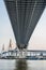 Bhumibol highway Bridge Twilight under view.