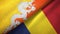 Bhutan and Chad two flags textile cloth, fabric texture