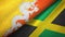 Bhutan and Jamaica two flags textile cloth, fabric texture