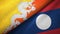 Bhutan and Laos two flags textile cloth.