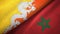 Bhutan and Morocco two flags textile cloth, fabric texture