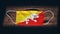 Bhutan National Flag at medical, surgical, protection mask on black wooden background. Coronavirus Covidâ€“19, Prevent infection,