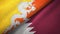 Bhutan and Qatar two flags textile cloth, fabric texture