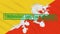 Bhutan swaying flag with green stamp of freedom from coronavirus, loop