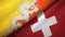 Bhutan and Switzerland two flags textile cloth, fabric texture