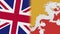Bhutan and United Kingdom Flags Together Fabric Texture
