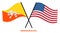 Bhutan and United States Flags Crossed And Waving Flat Style. Official Proportion. Correct Colors