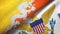 Bhutan and Virgin Islands United States two flags textile cloth, fabric texture