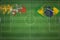 Bhutan vs Brazil Soccer Match, national colors, national flags, soccer field, football game, Copy space