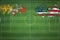 Bhutan vs United States Soccer Match, national colors, national flags, soccer field, football game, Copy space