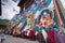 Bhutanese citizens store huge Guru Rinpoche Thangka , Trashi Chhoe Dzong , Thimphu , Bhutan