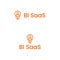 BI and analytics SaaS text with rocket and lightbulb logo