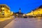 Bialystok, Poland - September 17, 2018: Kosciusko Main Square with Town Hall in Bialystok at night, Poland. Bialystok  is the