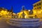 Bialystok, Poland - September 17, 2018: Kosciusko Main Square with Town Hall in Bialystok at night, Poland. Bialystok  is the