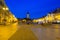 Bialystok, Poland - September 17, 2018: Kosciusko Main Square with Town Hall in Bialystok at night, Poland. Bialystok  is the