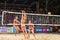 Bianca Zass scoring past Kristel Keins for the last point of the match in the finals of Ljubljana Beach Volley challenge