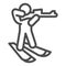 Biathlete skiing with gun line icon, Winter season concept, biathlon sportsman sign on white background, Biathlete at