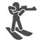 Biathlete skiing with gun solid icon, Winter season concept, biathlon sportsman sign on white background, Biathlete at