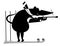 Biathlon competitor rat or mouse black on white illustration