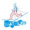 Biathlon racer, line art stylized.