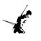 Biathlon racer silhouette. Isolated vector ink illustration of biathlon skier. Winter sport athlete, side view