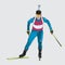 Biathlon racing, skiing athlete. Isolated vector illustration