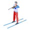 Biathlon shooting icon, isometric style