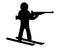 Biathlon. Silhouette. The athlete stands on skis and shoots from a rifle. Athlete competes in cross-country skiing and shooting.