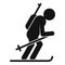 Biathlon skiing icon, simple style