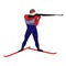 Biathlonist with small-bore rifle standing on skis vector illustration isolated