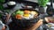 bibimbap, featuring minimal background elements that allow the super detailed and super realistic presentation of this