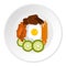 Bibimbap korean dish icon, flat style