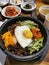 Bibimbap korean mixed rice with assorted vegetables